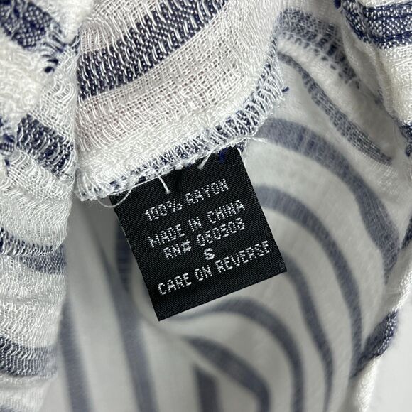 Angie Women's Striped Ivory Blue Embroidered Boho Top Long Sleeve Size S NWT - Picture 8 of 11
